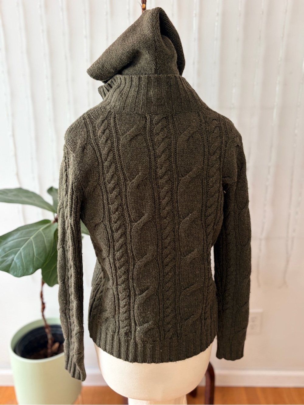 Vintage 90s Ralph Lauren Wool Hooded Sweater Green Polo - Picture 6 of 14